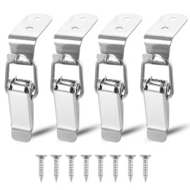 4 Pack 90 Degree Hook Lock Bolt 304 Stainless Steel Safety Angle Locking Latch with Screws Right Angle Toggle Latch Angle Toolbox Lock for Door Window Drawer Toolbox