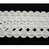 Frosted Glass Beads White Balls 10 mm Matt Strange Iced