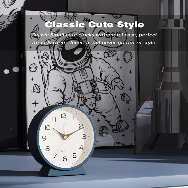 AYRELY® 4.5" Analog Alarm Clock,Small Retro Desk Clock Battery Operated,Slient