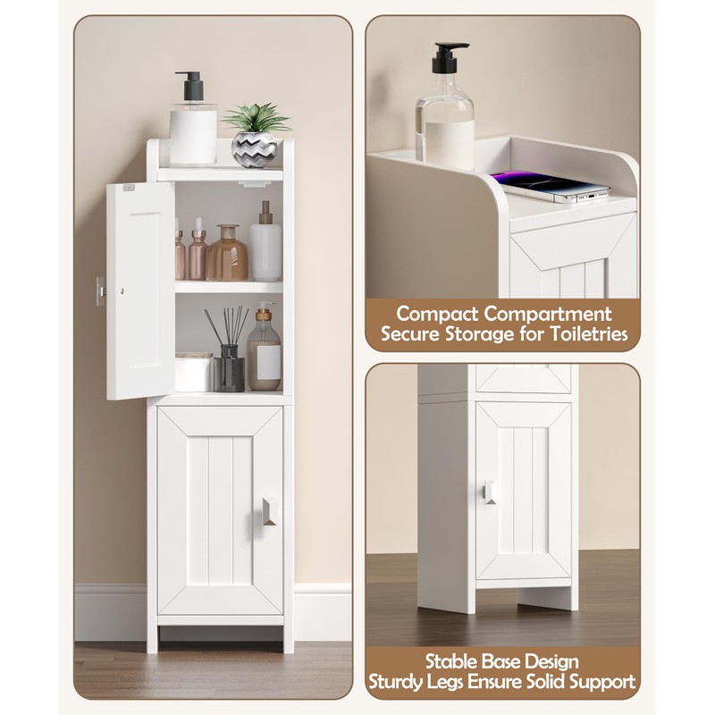 Akxomel Small Bathroom Cabinet with 2 Doors, Narrow Toilet Paper