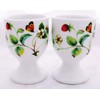 Strawberries & Butterflies Eggcups Set of 6 Bone China Strawberries