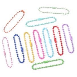 100 Pcs Ball Bead Chain Keychain Dog Tag Necklace Chains 4.7 inch 2.4mm for Jewelry Making Steel Ball Bead Chain with Connector for Key Craft DIY Jewelry Making (Mixed Color 100pcs)
