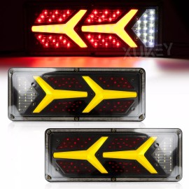 XUKEY Pair 76LED Truck Tail Brake LED Sequential Flowing LED Turn Signal Trailer Light