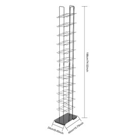 YUYFCC Metal Hat Rack Freestanding Hat Display Holder Modern Hat Organizer Stand 12-Tier Commercial Hat Display Shelf Tower with Rectangular Base for Cap Hats Stores Retail Home Storage, Black