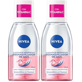 NIVEA Desmaquillante Bifásico de Ojos con Vitamina C, 125 ml Iluminador Waterproof (Paquete de 2)