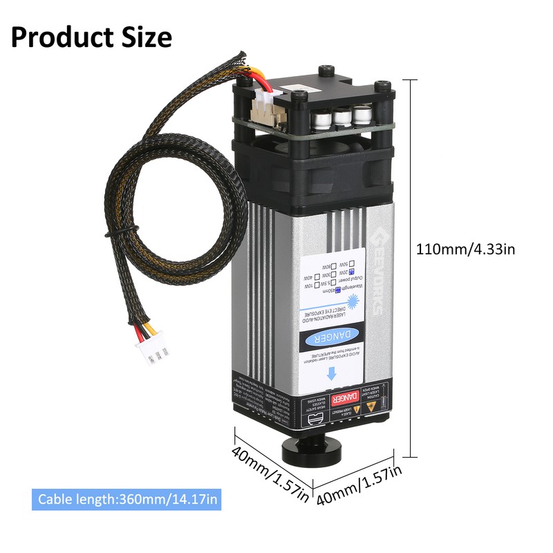 Geevorks 20W Laser Module 450nm Engraving Laser Head Adjustable Focal