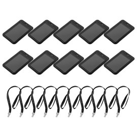 Ieron 10er-Pack Ausweishalter, Kunststoff-Ausweishalter mit transparentem Fenster, vertikal verschiebbarer Kartenhalter mit Umhängeband für Büro, Schule, Proximity-Schlüsselkarten, Ausweise (schwarz)