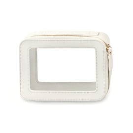 Transparent Waterproof PU Leather Cosmetic Bag for Cosmetics and Accessories for Suitcase TSA Friendly 1 Piece White Transparent Toiletry Bag with Zipper