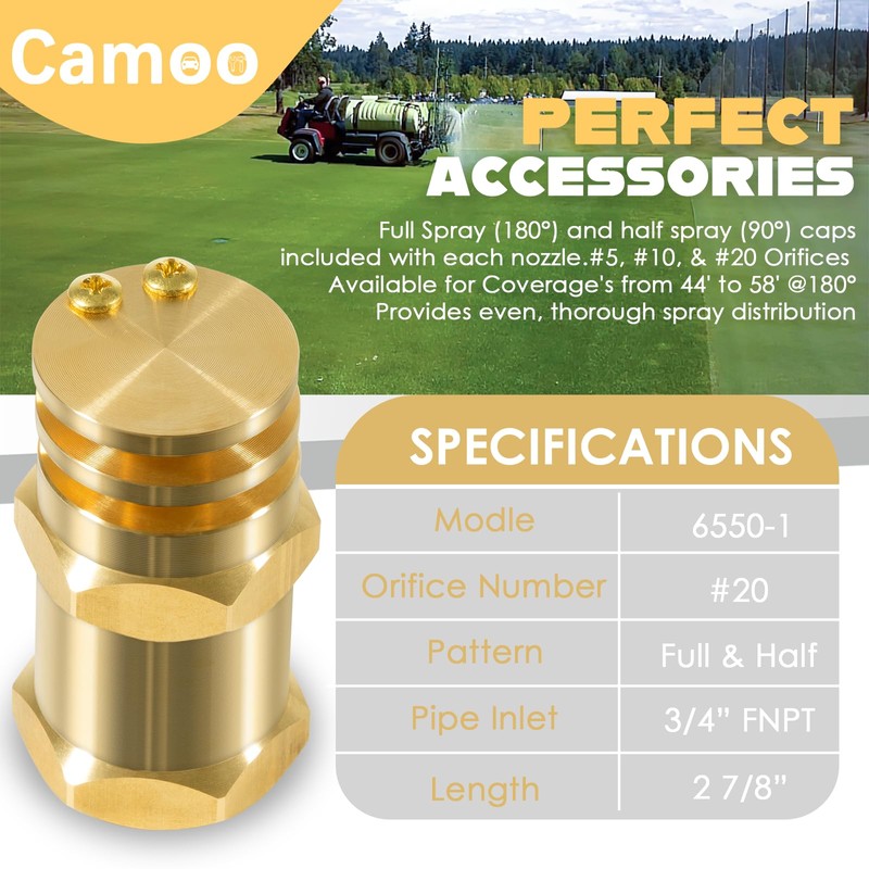 6550-1 Boomless Flat Spray Nozzle 3/4" #20 Orifices (90° &