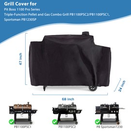Grill Cover for Pit Boss Pro Series Triple-Function Combo Grill PB1100PSC2 PB1100PSC1, Pit Boss Cover for PB1230 Sportsman 1230 Pellet/Gas Combo Grill, 600D Waterpoorf BBQ Cover