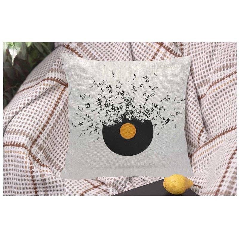 WONDERTIFY Record Muisicnotes Cushion Cover Notes Floating Decorative Throw Pillow