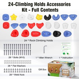 SEKKVY 24-Pack Kids Climbing Holds - Toddler Rock Climbing Toy Set with Hardware for Indoor/Outdoor Climbing Walls