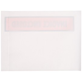 Aviditi Red Panel Face Adhesive Side Loading Document Envelopes "Invoice Enclosed", 4 1/2" x 6" for Attaching Invoices and Important Papers to Packages, Shipments and Mailings (Pack of 1000)