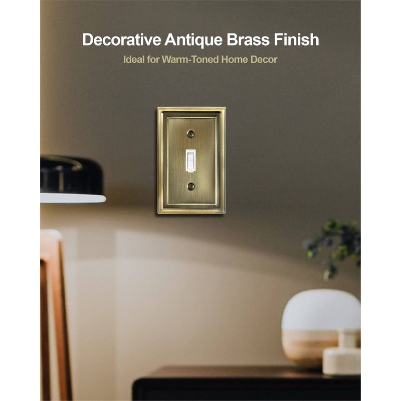 ZILLSEA 2-Pack Light Switch Covers, Single Toggle Switch Plate Cover,