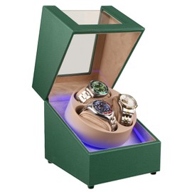 J&T Technology Watch Winder for Automatic Watches,Automatic Watch Winder with LED Light,Rotating Watch Case with Japanese Quiet Motor,4 Rotation Modes,USB Type C