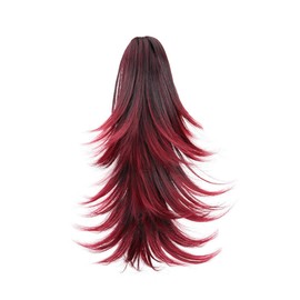 onemily Ponytail Extension 14Inch Claw Clip In Ponytail Hair Extensions Multi-Layered Synthetic Ponytail Hairpieces for Women Daily Use #Red