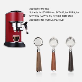 Portafiltro sin Fondo para Espresso de 51 Mm con 3 Orejas, Compatible con Máquinas de café EUPA EC0680 EC0685 Máquina de Espresso de 51 Mm Cesta de Acero Inoxidable y Mango de (Sándalo Morado)