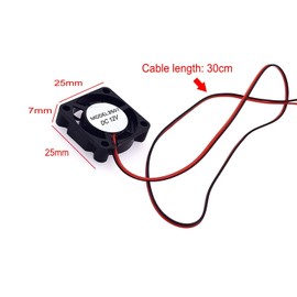 JZK 25x25x7 mm DC 12V Mini-Kühllüfter 25mm mit 2-poligem Anschluss, 10000 U/min, 0.04 A, Hydrauliklager, 2507 kleiner bürstenloser Gleichstromlüfter 2.5cm für Entwicklungsplatine, Grafikkarte