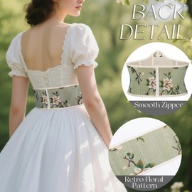 VONMELLI Corset Belt for Women Renaissance Floral Lace-up Underbust Black Corset Wide Waist Belt, XL