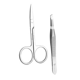 Outanaya 1Set Creative Eyebrow Scissor Tweezer Set Stainless Steel Brow Clip Tools for Eyebrow Trimming Lightweight Portable Beauty Accessories for Personal Professional Use