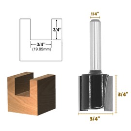 Akylin Straight Router Bit 1/4 Inch Shank, Two Flute Router Cutter Bit, 3/4" Cut Dia, 3/4" Cut Length, Carbide Tipped Straight Router Bit for Woodworking Slotting