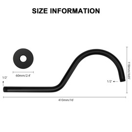 NearMoon Shower Extension Arm with Flange - S Shaped High Arc Gooseneck Long Shower Extender Pipe, Perfect for Rainfall Shower Head - Bathroom Accessory,16 Inch (Matte Black)