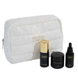 Angela Caglia Kit de restablecimiento de la piel, juego de cuidado de la piel de tamaño completo con suero de Forté celular, hidratante de soufflé, aceite botánico diario, reduce las líneas finas y las arrugas para una piel hidratada y brillante