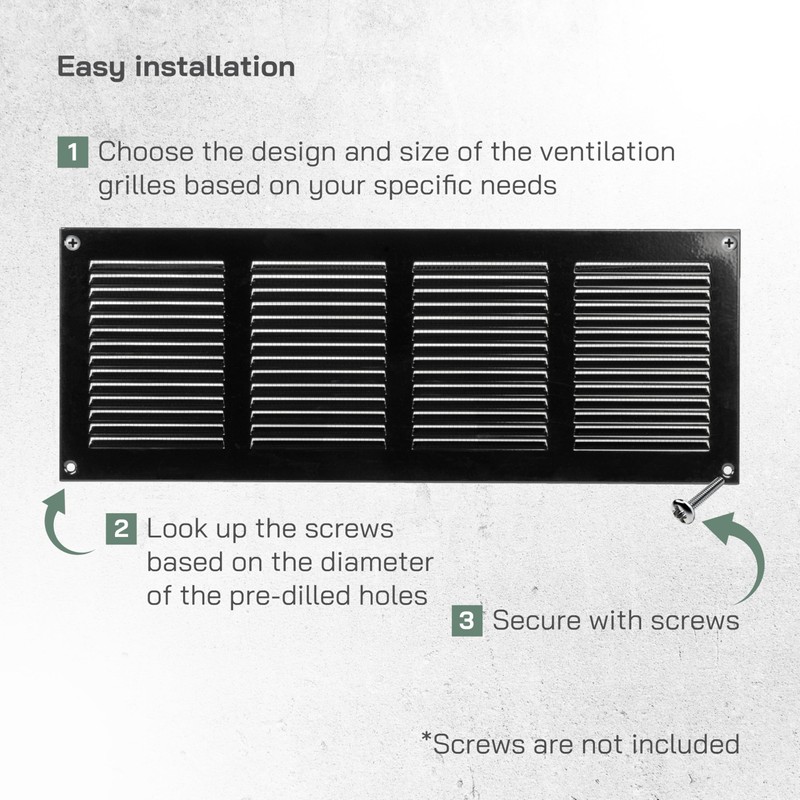 Vent Systems 16" x 6" Inch (Overall Dimensions) - Black