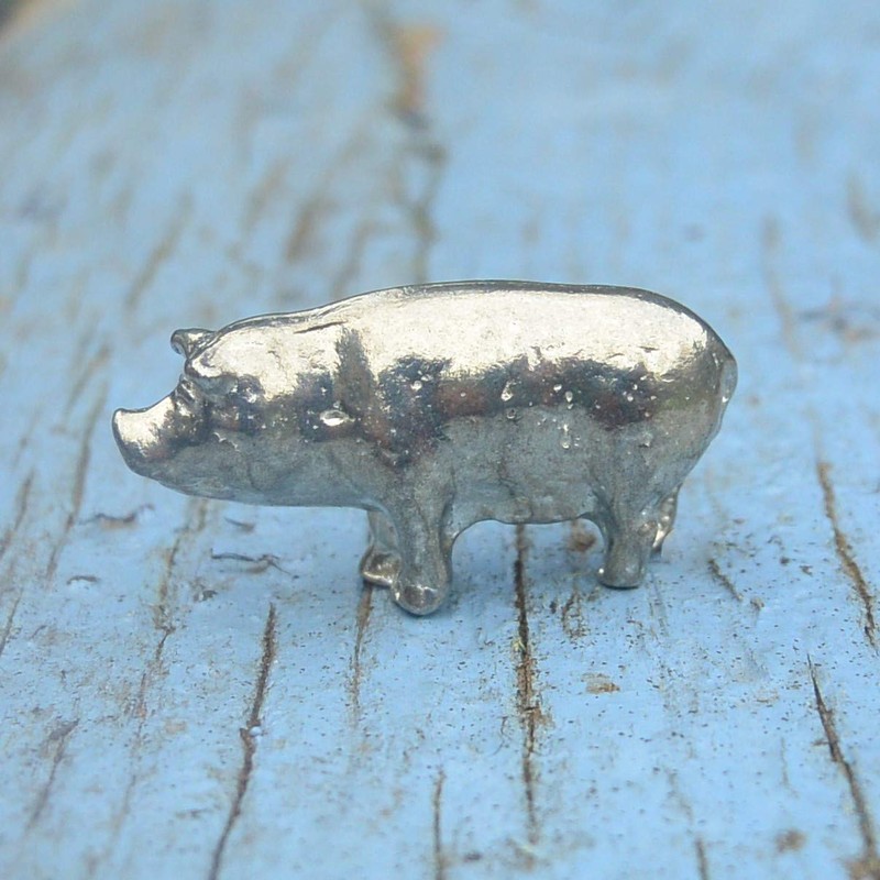 Beautiful Standing Pig Animal Figurine, Handcast in Fine Pewter by