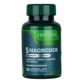 Magnesio Complex 5 en 1  Bisglicinato, Citrato, Carbonato, xido e Hidrxido  Frmula Completa para Uso Diario  90 Cpsulas  Herbalia Lab                 