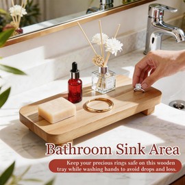 Wood Riser for Kitchen Counter,11"x6" Natural Color Farmhouse Pedestal Tray