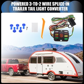 INFINAUTO Powered 3-to-2 Wire Splice-in Trailer Tail Light Converter, Vehicle 4-Pin Wiring Harness Multi-Function W/ 10-amp Fuse Black, 1 Set