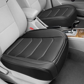 BOPUOVRE Car Seat Cover for Luxury & Comfort - PU Leather, Anti-Slip, Full Wrap Protection with Storage Pocket for Bottom Cushion - Universal Fit for 95% of Vehicles (Black,2 Piece)
