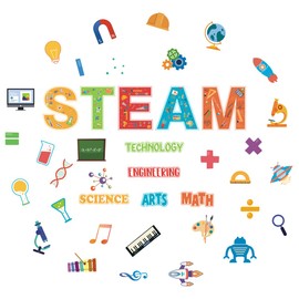 IARTTOP Science Element Wall Decal Science Technology Engineering Arts Math Subject Lettering Wall Decal Colorful School Supplies Wall Sticker Steam Science for Classroom Nursery Study Room Decor