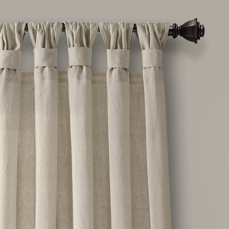 Lush Decor Burlap Knotted Tab-Top Window Curtain Panel Pair, 45"W
