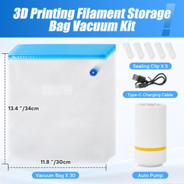30pcs 3D Printer Filament Storage Bags, Vacuum Sealed Kit with 13.4x11.8 inch Vacuum Storage Bags, Auto Pump, Vacuum Storage Bags for PLA/PETG/TPU/ABS 1.75 mm Using After Filament Dryer Box
