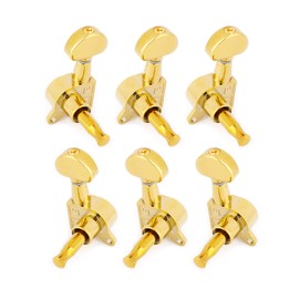 Bogart Sealed String Tuning Pegs Tuning Keys Grover Machine Heads Tuners for Electric Guitar or Acoustic Guitar 3 Left 3 Right Half Round Gold (TP 06-GD-3L 3R)