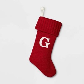 Wondershop Christmas Holiday Red Thick Knit Stocking Monogram Letter G