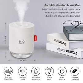 MOVTIP Portable Mini Humidifier, 500ml Small Cool Mist Humidifier, USB Personal Desk...