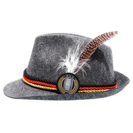 Funny World German Hats for Oktoberfest Grey Bavarian Alpine Cap