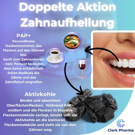 Dual Action Teeth Whitening Strips 21 Treatments | Non-Peroxide Formula (Pap+) Plus Activated Carbon | 21 Strips for Upper Teeth + 21 Strips for Lower Teeth | Sensitive Teeth Non-Irritating