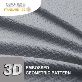 OVZME Berry Grey Waffle Shower Curtain, 3D Embossed Textured Grey Fabric Shower Curtain for Bathroom, Water Resistant Washable Hotel Spa Luxury Decorative Bath Curtains, 72x72 Inches