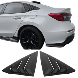 IKON MOTORSPORTS, Window Louver Compatible with 2022-2025 Honda Civic 11th Gen 4-Door Sedan, Matte Black ABS Plastic Side Vent Window Scoop Louver Cover Trim Pair