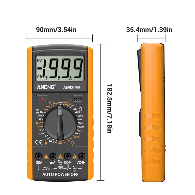 ANENG AN9205A Digital Multimeter 3 1/2 LCD Display 1999 Count