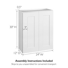 Design House Brookings 24-Inch Wall Cabinet, White Shaker
