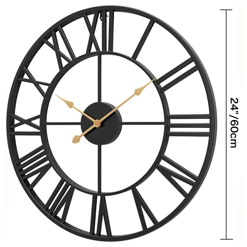 Evursua 24 inch Thicken & Heavy Large Metal Wall Clocks