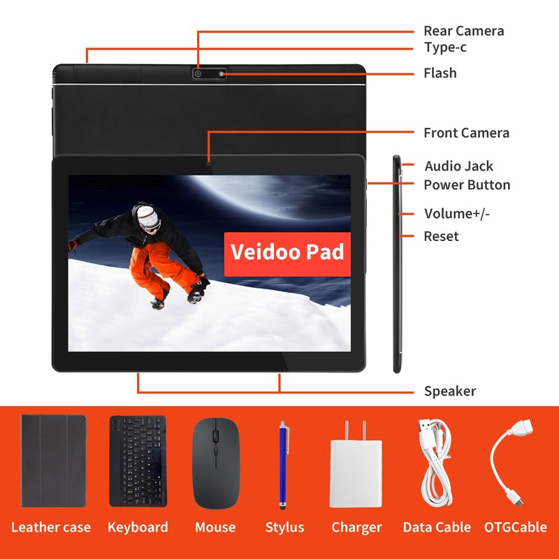Veidoo 2 in 1 Portable Android Tablet with Keyboard, Mouse