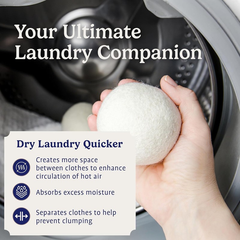 Handy Laundry Wool Dryer Ball - Natural Fabric Softener, Reusable,