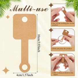 Ctosree 1000 Pcs Self Adhesive Bracelet Display Card Necklace Display Jewelry Packaging Selling Card for Keychain Earring Necklace Hairband and Scrunchies Hanging, 3.94 x 1.57 Inches(Brown)