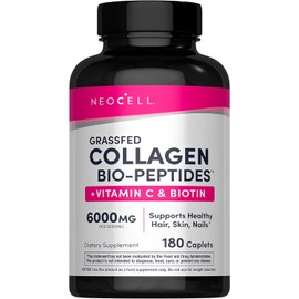 Collagen Peptides Tablets with Vitamin C and Biotin Grass Fed Bovine Collagen Supplement for Hair Skin Nails for Women and Men 180 Tablets